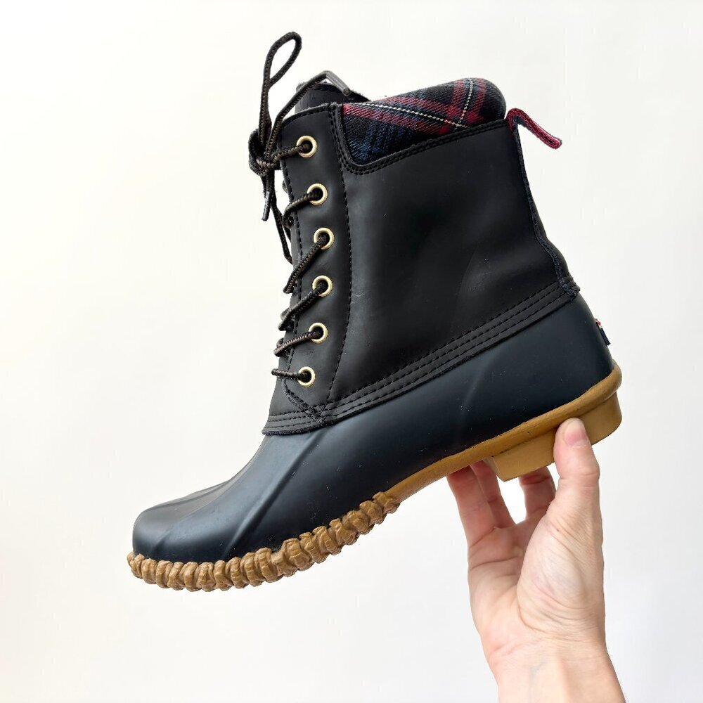 Tommy Hilfiger Lace Up Rubber Sole Lace Up Russel Rain Ankle Boots - Sz 8 - Picture 1 of 16